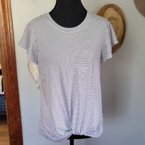 Time and Tru Black  and White Striped Short Sleeve Tee